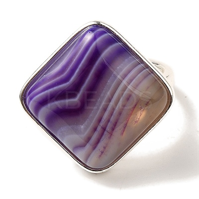 Natural Banded Agate Adjustable Rings RJEW-H240-01S-11-1