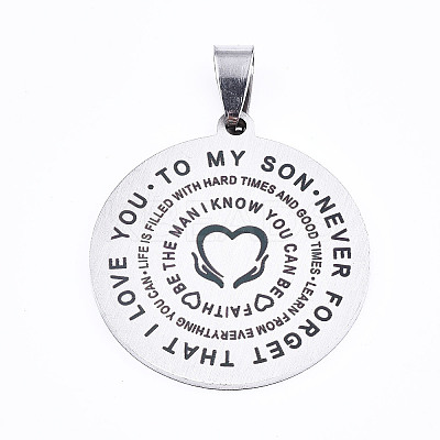 Non-Tarnish 201 Stainless Steel Quote Pendants X-STAS-T044-221P-1