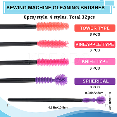 32Pcs 4 Styles Plastic & Silicone Eye Lashes Cosmetic Brushes AJEW-GF0010-51-1