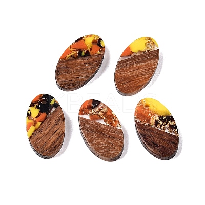 Transparent Resin and Walnut Wood Pendants RESI-T057-03M-1