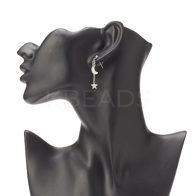 Moon and Star Alloy Asymmetrical Earrings EJEW-JE04888-02-1