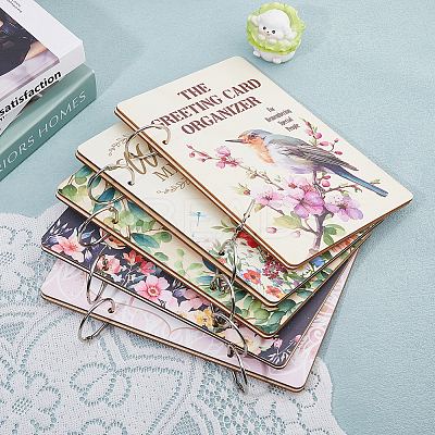 Wooden 2-Ring Loose Leaf Binder Postcard Phote Album Cover DIY-WH0547-044-1
