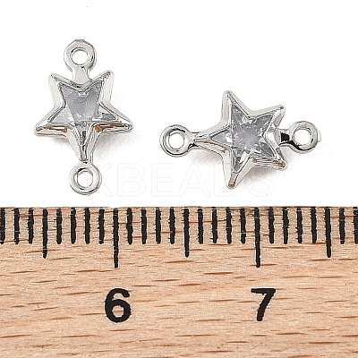 SHEGRACE Brass Pave Cubic Zirconia Star Connector Charms XGRQ2O314-441A-P-1