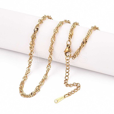 3.2MM 304 Stainless Steel Singapore Chain Necklaces NJEW-N058-12G-1