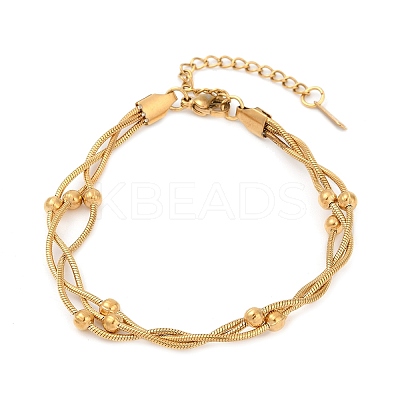 304 Stainless Steel Satellite Chains Bracelets BJEW-Z106-01G-1