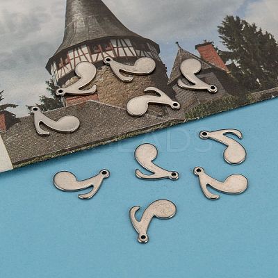 Tarnish Resistant 10PCS Original Color Music Note Charms 201 Stainless Steel Pendants X-STAS-Q115-1