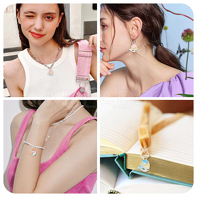 32Pcs 4 Colors Alloy Enamel Pendants FIND-TA0008-76A-1