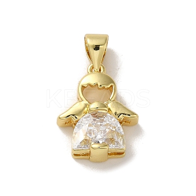 Rack Plating Brass Micro Pave Clear Cubic Zirconia Pendants KK-R158-10G-1