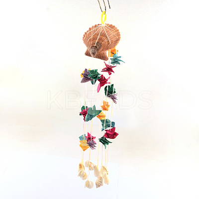 Dyed Seashell Aeolian Wind Chime AJEW-Q108-01-1