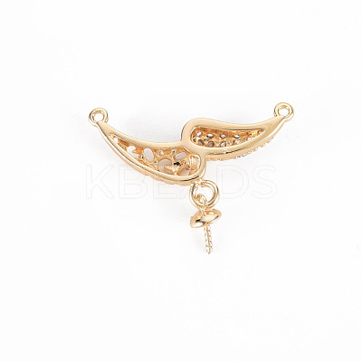 Brass Micro Pave Clear Cubic Zirconia Peg Bails Links Connectors KK-T062-182G-NF-1