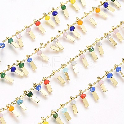 3.28 Feet Handmade Glass Beaded Chains X-CHC-I029-09J-1