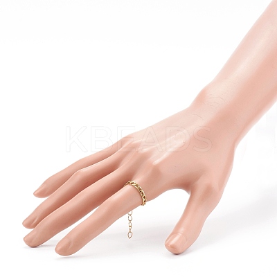 Adjustable 304 Stainless Steel Curb Chain Finger Rings RJEW-JR00335-1