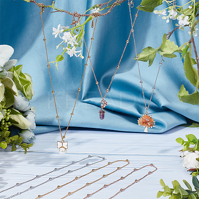 12Pcs 3 Colors 304 Stainless Steel Satellite Chain Necklaces Set for Men Women NJEW-NB0001-15-1