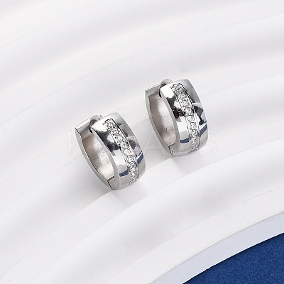 304 Stainless Steel Clear Cubic Zirconia Hoop Earrings EJEW-D331-08B-P-1