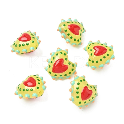 Baking Paint Glass Bumpy Beads Heart LAMP-V001-09-1