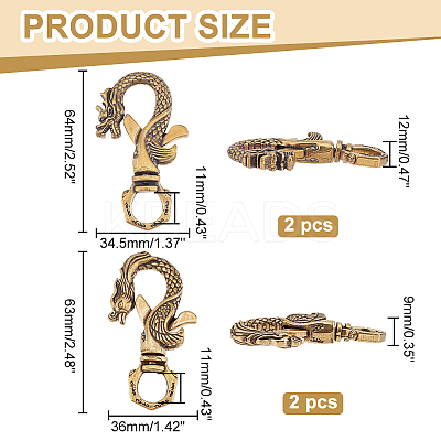 4Pcs 2 Styles Tibetan Style Brass Lobster Claw Clasps FIND-AR0002-52-1