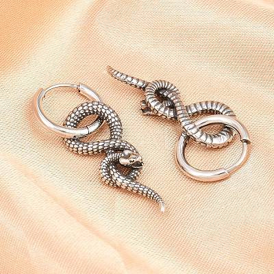 316 Surgical Stainless Snake Hoop Earrings EJEW-C160-15AS-1