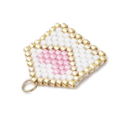 Beaded Heart Envelope Charms PALLOY-MZ01092-01-1