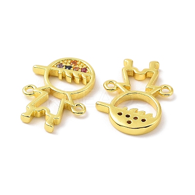 Real 18K Gold Plated Brass Micro Pave Cubic Zirconia Connector Charms KK-L209-058G-02-1
