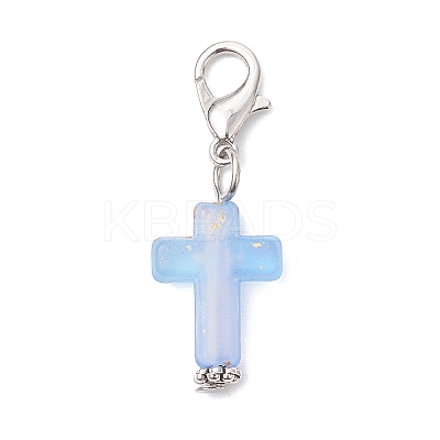 Plastic Cross Pendant Decorations HJEW-JM04519-1