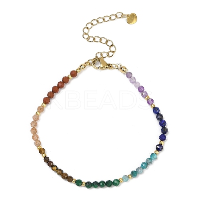 Chakra Natural Mixed Gemstone Chips Beaded Bracelets for Women BJEW-JB11631-01-1