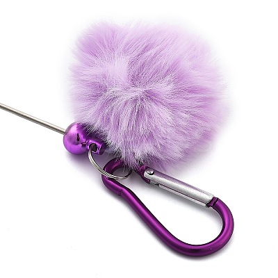 Aluminum Alloy Pom Pom Ball Beadable Keychain Bar HJEW-Q001-01E-1