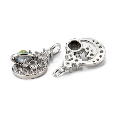 Brass Clear Cubic Zirconia Glass Pendants ZIRC-C024-21P-1