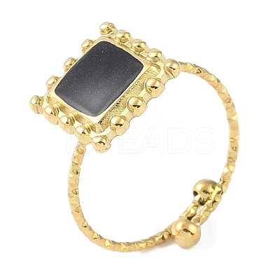 Ion Plating(IP) 304 Stainless Steel Enamel Square Cuff Finger Rings RJEW-L107-064G-02-1