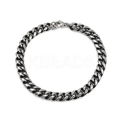 Tarnish Resistant Men's 304 Stainless Steel Cuban Link Chain Bracelets STAS-A051-04B-01-1