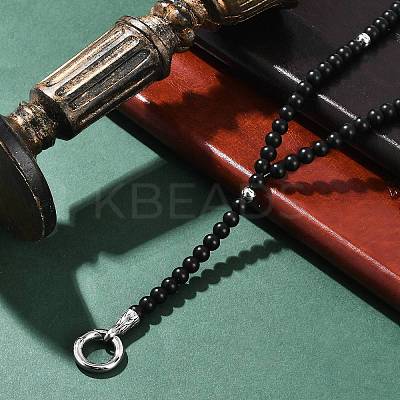 Frosted Glass Round Beaded Y Necklaces NJEW-F331-02P-03-1