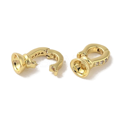 Rack Plating Brass Micro Pave Clear Cubic Zirconia Fold Over Clasps
 KK-R160-03G-1