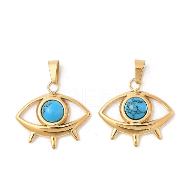 Synthetic Turquoise Eye Pendants STAS-L280-16G-1