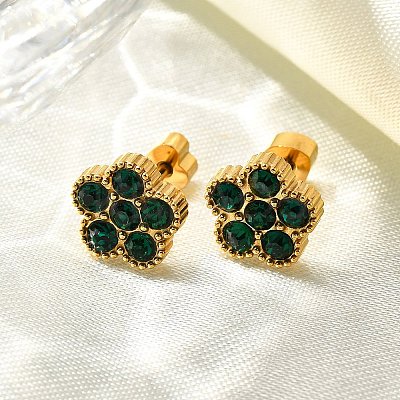 Ion Plating(IP) 304 Stainless Steel Stud Earrings EJEW-A118-09G-02-1