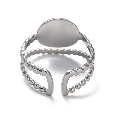 Non-Tarnish 304 Stainless Steel Open Cuff Ring Components STAS-M323-58P-1