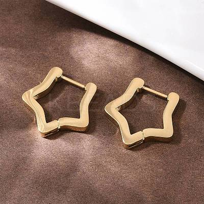 304 Stainless Steel Star Hoop Earrings EJEW-I320-26G-02-1