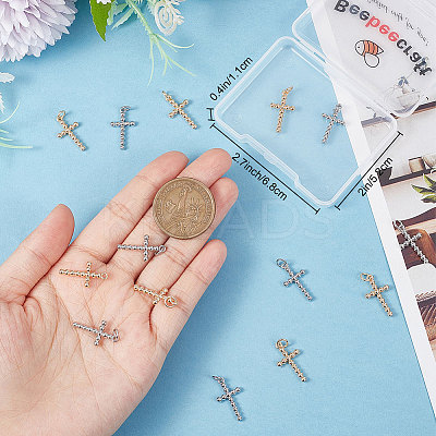 16Pcs 2 Color Brass Pendants KK-BBC0005-86-1