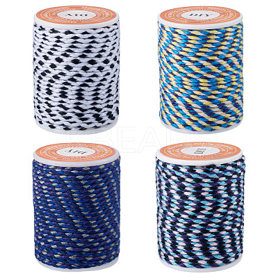 4 Rolls 4 Colors 4-Ply Polycotton Cord with Metallic Thread OCOR-TA0003-06B-1