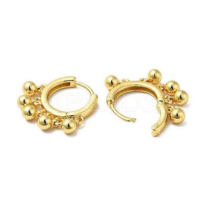 Brass Round Beads Dangle Hoop Earrings for Women EJEW-A079-07G-1