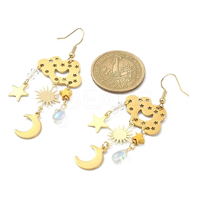 Transparent Glass Dangle Earrings EJEW-TA00259-01-1