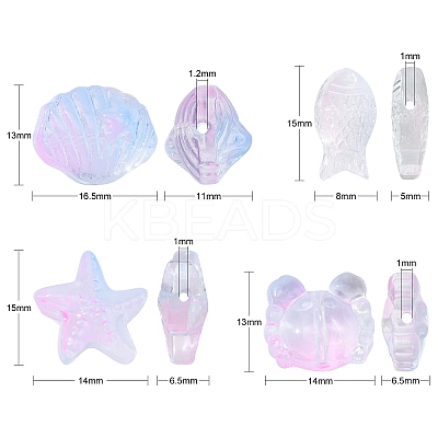 100Pcs Transparent Spray Painted Glass Beads GLAA-CJ0002-13-1