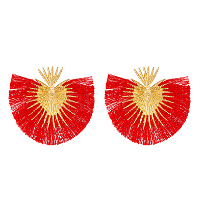 Fan Tassel Geometric Alloy Stud Earrings WH-WGFAF47-03-1