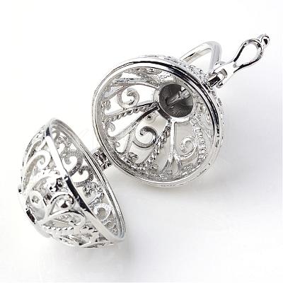 Rack Plating Brass Cage Pendants KK-S751-015P-1