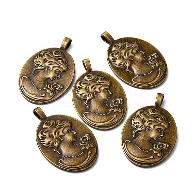 Tibetan Style Alloy Pendant Cabochon Settings TIBEP-5342-AB-FF-1