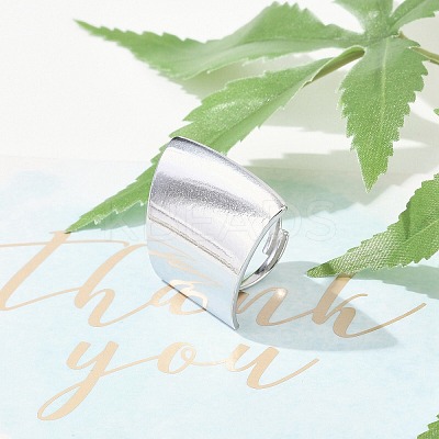 Anti-Tarnish 304 Stainless Steel Trapezoid Open Cuff Rings RJEW-M047-01P-1