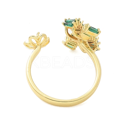 Bowknot & Flower Brass Micro Pave Cubic Zirconia Cuff Ring Settings KK-K297-20G-1
