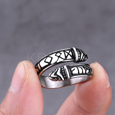 Stainless Steel Word Open Cuff Ring FIND-PW0020-16E-1