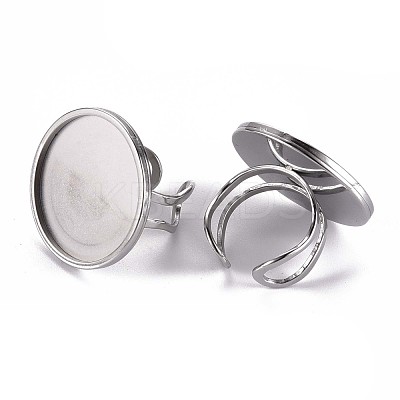 Non-Tarnish 201 Stainless Steel Cuff Pad Ring Settings X-STAS-S080-040G-P-1