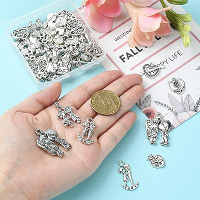 45Pcs 9 Styles Tibetan Style Alloy Pendants TIBEP-CJ0002-74-1