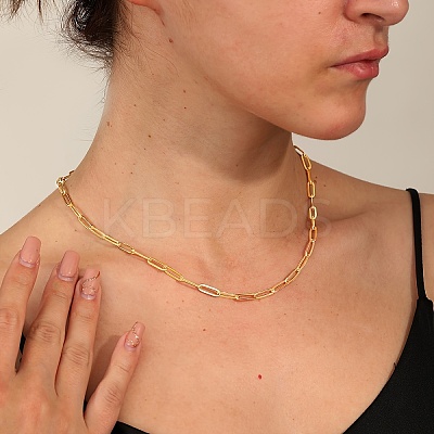 201 Stainless Steel Minimalist Paperclip Chain Necklaces for Women PQ9782-1