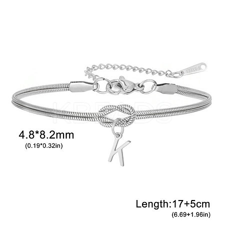 304 Stainless Steel Initial Charm Bracelets FS-WGD8E41-27-1